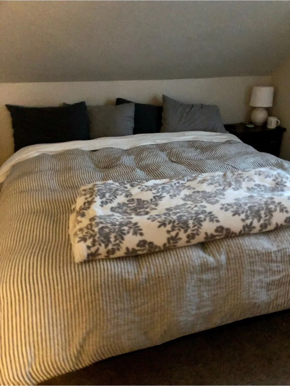 EUC Brooklinen King Linen Duvet Cover Striped Gray and White Bedding